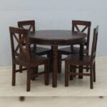 Solid rosewood round 4 chairs dinner set table