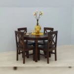 Solid rosewood round 4 chairs dinner set table - image 10