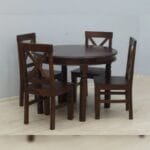 Solid rosewood round 4 chairs dinner set table - image 8