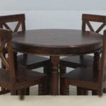 Solid rosewood round 4 chairs dinner set table - image 3