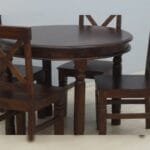 Solid rosewood round 4 chairs dinner set table - image 2