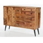 Sheesham wood solid metal furniture sideboard 120x86x35cm - image 3