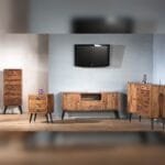Sheesham wood solid metal furniture sideboard 120x86x35cm - image 2