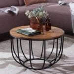 Solid Wood Indian Bowed Round Coffee Table