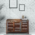 Shoe Rack Cabinet In Distress Finish