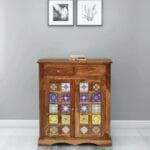 Solid Wood Shoe Racks In Rustic Teak Finish