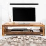 Solid Wood Capital Tv Unit Stone Color