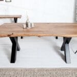 Solid Wood Indiana Thar Bench And Dining Table 6 Chair Set - image 3