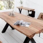 Solid Wood Indiana Thar Bench And Dining Table 6 Chair Set - image 4