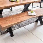 Solid Wood Indiana Thar Bench And Dining Table 6 Chair Set - image 6