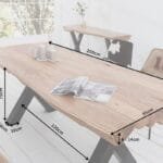Solid Wood Indiana Thar Bench And Dining Table 6 Chair Set - image 10