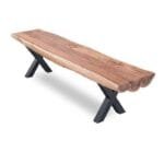Solid Wood Indiana Thar Bench And Dining Table 6 Chair Set - image 12