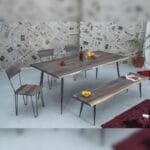 Solid Wood Indian Table 2 Benches And 6 Seater Dusk Dining Set