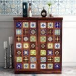 Siramika Solid Wood Bar Cabinet In Honey Oak Finish