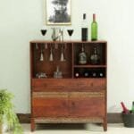 Lima Solid Wood Bar Cabinet Color Honey Oak