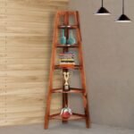 Display Unit Cum Corner Shelf In Honey Finish