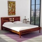 Solid Wood King Size Bed In Honey Oak Finish