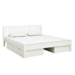 Blanche Solid Wood King Size Bed with Storage in White Finish - image 4
