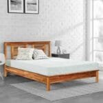 Woody Solid Wood King Size Bed in Natural Wood Finish