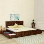 Solid Wood King Size Bed With Storage In Provincial Teak Finish - image 2