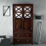 Solid Wood 2 Door Wardrobe Color Provincial Teak Finish