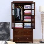 Solid Wood 2 Door Wardrobe Color Provincial Teak Finish - image 3