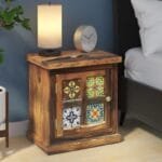 Solid Wood Lhs Door Bedside Table In Provincial Teak Finish