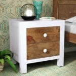 Verona Solid Wood Bedside Chest In Distress Finish