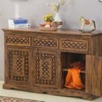Solid Wood Brass Sideboard Color Honey Oak - image 2