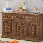 Solid Wood Brass Sideboard Color Honey Oak - image 3