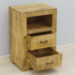 Bedside table solid mango wood 2 drawers - image 3
