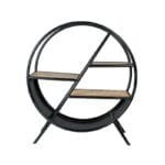 Iron Wooden Round Bookshelves Industrial Upcycled - image 2