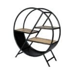 Iron Wooden Round Bookshelves Industrial Upcycled - image 3