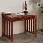 Veda Solid Wood Study Table With 2 Drawer Walnut Color